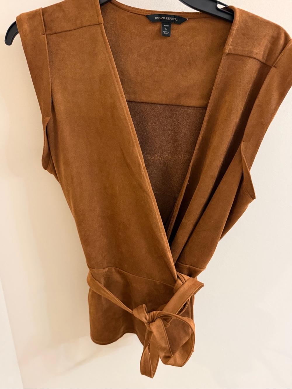 Banana Republic Faux Suede Wrap Top - Rust Brown, size L